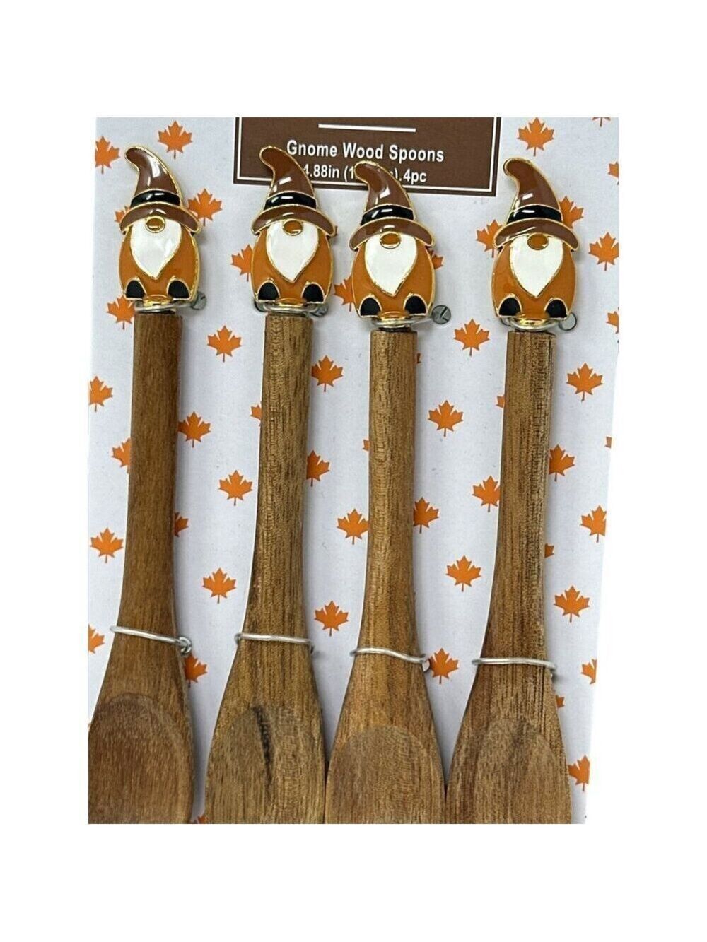 Gnome Wood Spoon Set Of 4 Fall Autumn Country Farmhouse Modern Holiday New - Picture 3 of 9